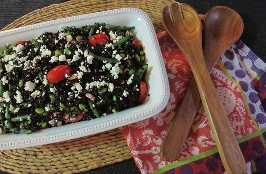 Black rice and feta cheese salad