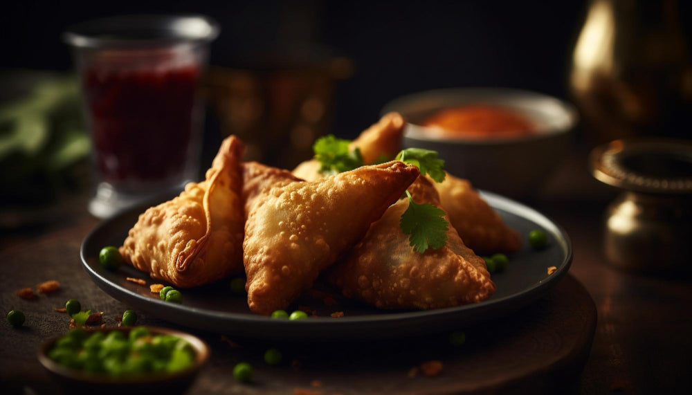 Spicy cashew samosa