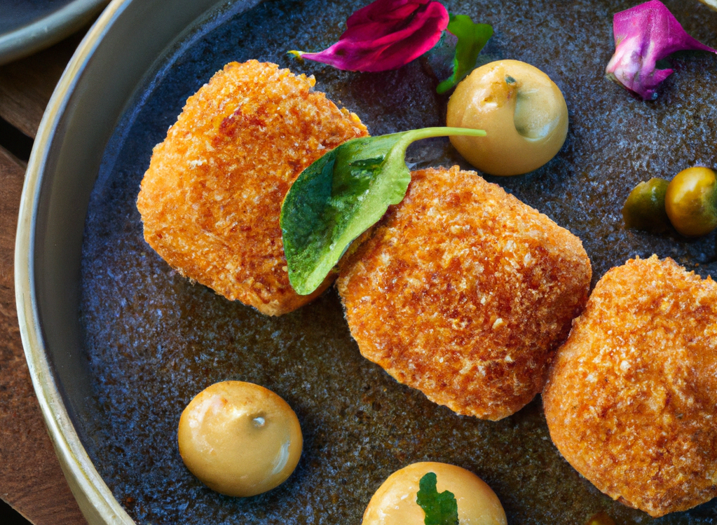 Crispy cashew and mozzarella croquette