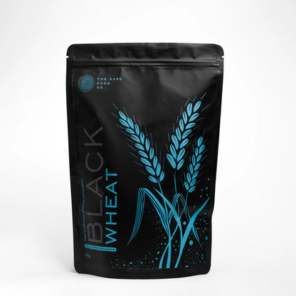 Front view of black rice packaging